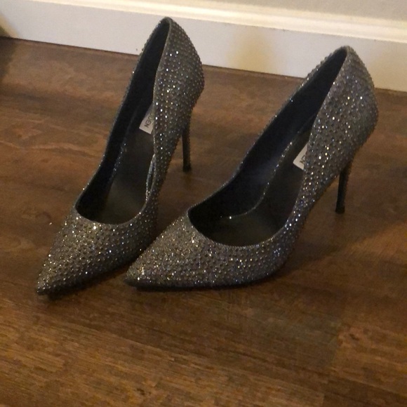 steve madden silver glitter heels